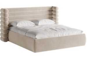 Micadoni Béžová sametová dvoulůžková postel Mount 180 x 200 cm