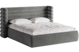 Micadoni Šedá sametová dvoulůžková postel Mount 180 x 200 cm