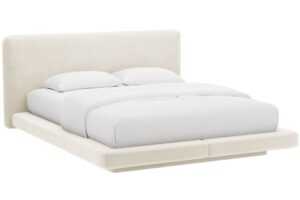 Micadoni Béžová sametová dvoulůžková postel Linea 160 x 200 cm