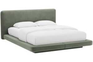 Micadoni Zelená sametová dvoulůžková postel Linea 160 x 200 cm