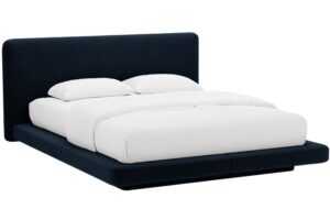 Micadoni Královsky modrá sametová dvoulůžková postel Linea 180 x 200 cm
