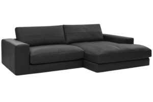 Bobochic Paris Černá kožená rohová pohovka Leonard 274 cm