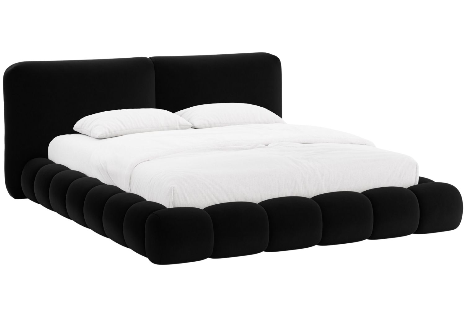 Micadoni Černá sametová dvoulůžková postel Solange 160 x 200 cm