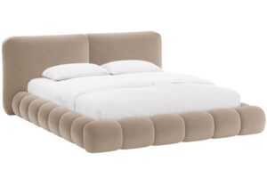 Micadoni Tmavě béžová sametová dvoulůžková postel Solange 180 x 200 cm