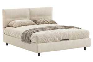 Woodsoft Béžová čalouněná dvoulůžková postel Salerno 200 x 200 cm