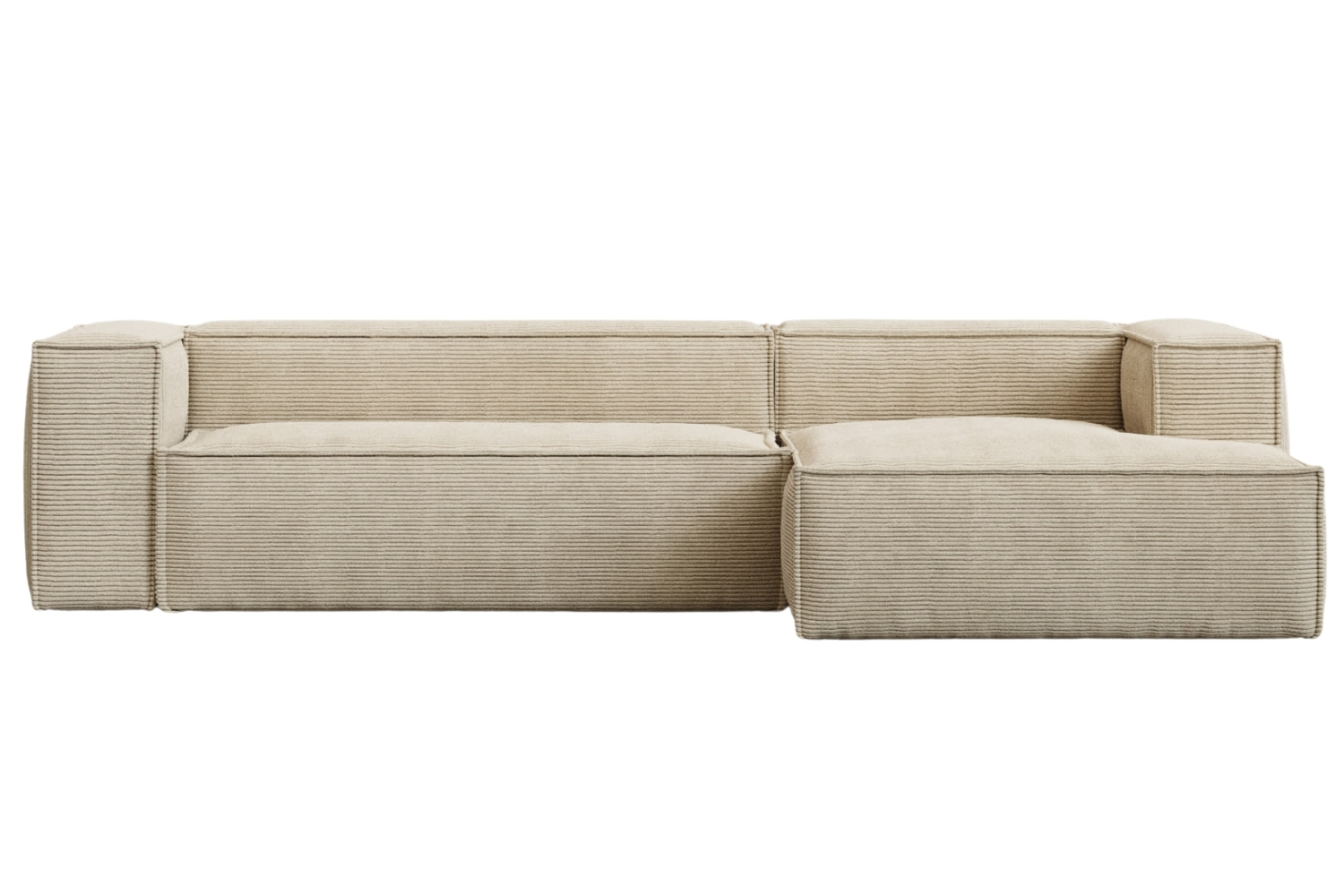 Kave Home Béžová manšestrová rohová pohovka Blok 300 cm