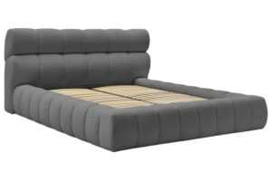 Bobochic Paris Tmavě šedá bouclé dvoulůžková postel Mont-Blanc 160 x 200 cm s úložným prostorem