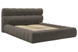 Bobochic Paris Hnědá bouclé dvoulůžková postel Mont-Blanc 180 x 200 cm s úložným prostorem