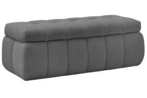 Bobochic Paris Tmavě šedá bouclé lavice Mont-Blanc 144 cm s úložným prostorem