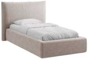 Micadoni Béžová žinylková jednolůžková postel Kaelle 90 x 200 cm s úložným prostorem