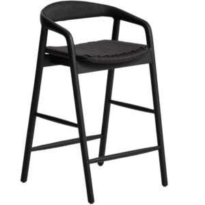 Kave Home Černá barová židle Derile 65 cm s výpletem