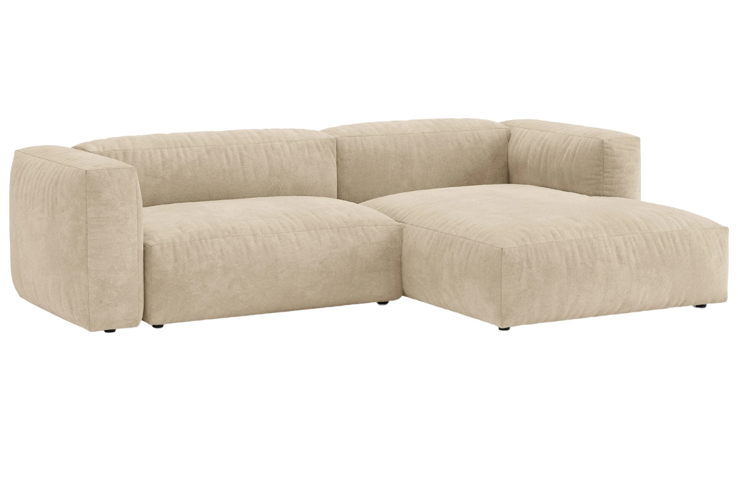 Micadoni Světle béžová sametová rozkládací pohovka Martina 280 cm