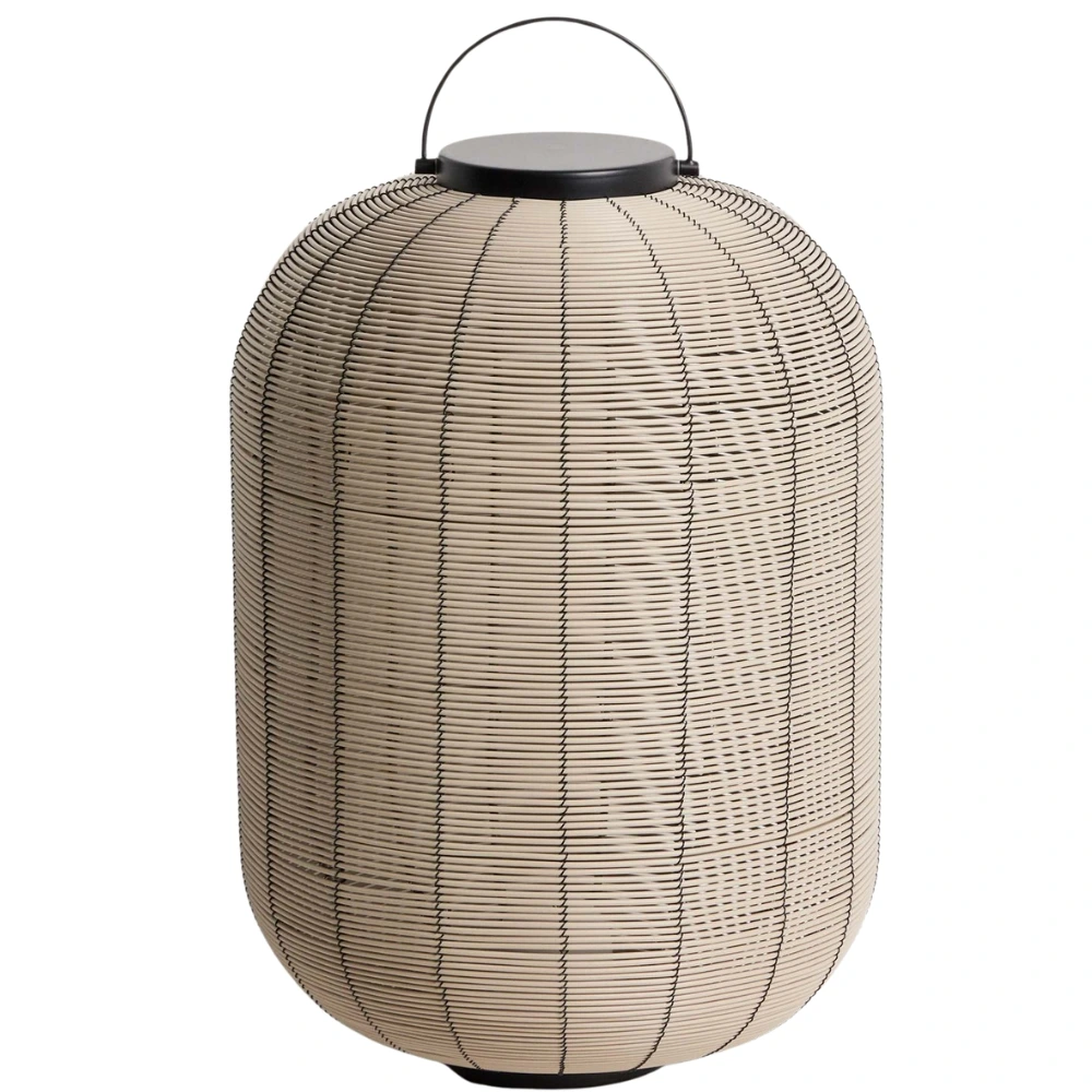 Kave Home Béžová zahradní LED lampa z umělého ratanu Saranella 55 cm