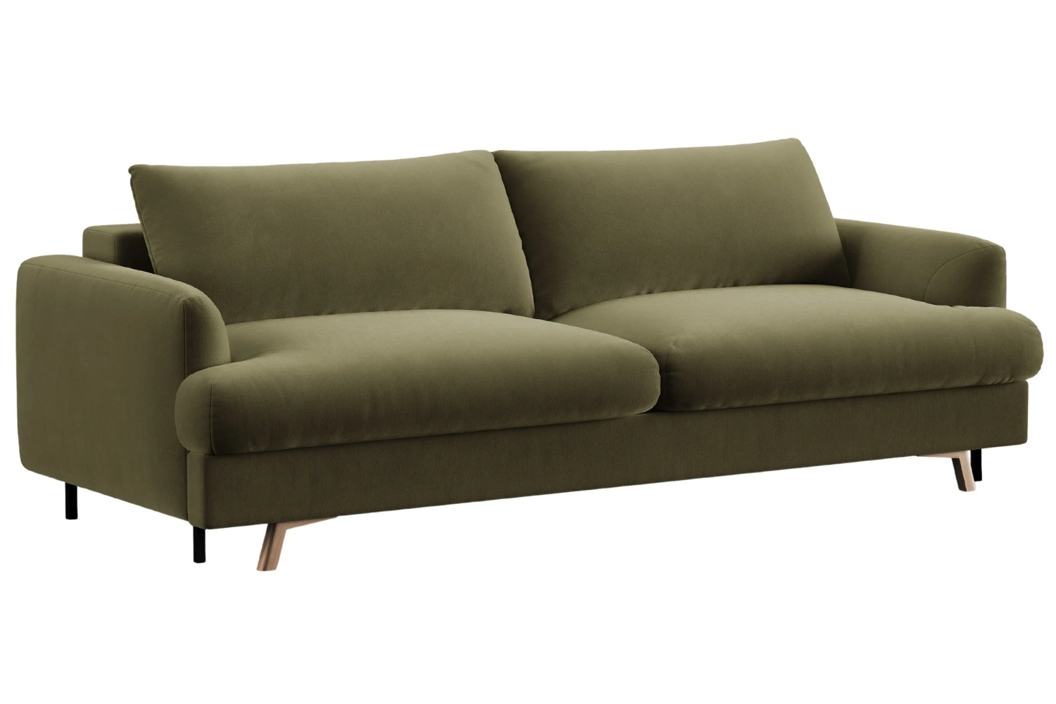 Micadoni Zelená sametová rozkládací pohovka Naomi 233 cm