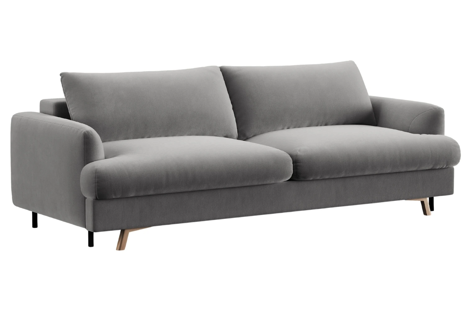 Micadoni Šedá sametová rozkládací pohovka Naomi 233 cm