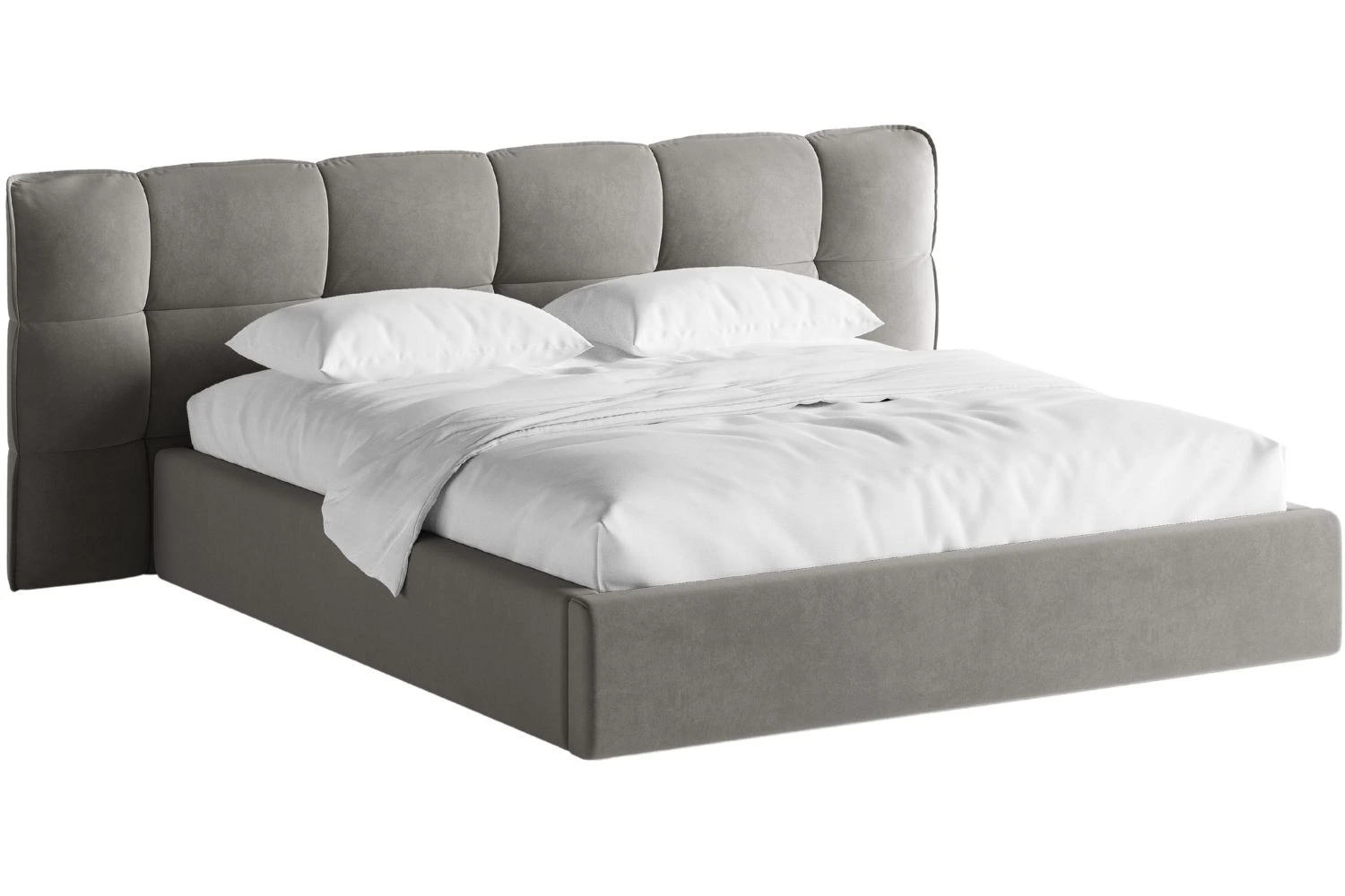 Micadoni Šedá sametová dvoulůžková postel Eric 160 x 200 cm s úložným prostorem