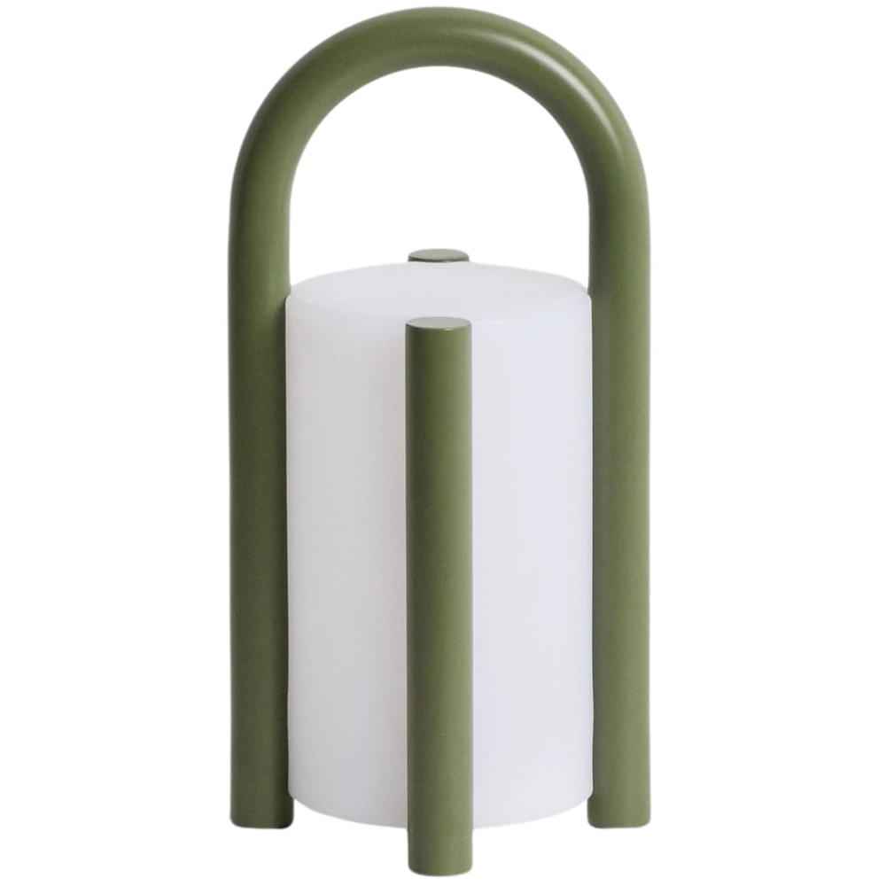 Kave Home Zelená přenosná zahradní LED lampa Leros 28 cm