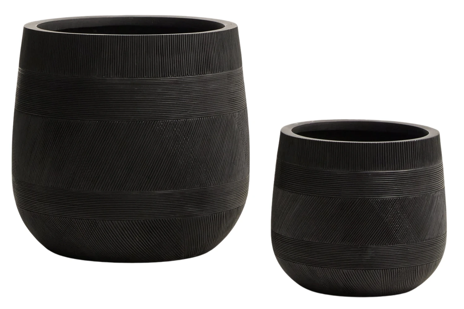 Kave Home Set dvou černých zahradních květináčů Tival ⌀ 33/50 cm