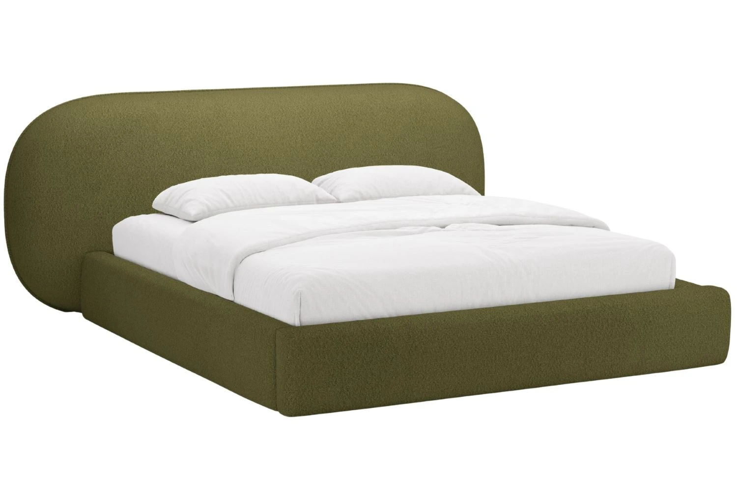 Micadoni Zelená bouclé dvoulůžková postel Ovalo 180 x 200 cm s úložným prostorem