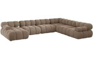 Micadoni Tmavě béžová sametová rohová pohovka Bellis 376 cm