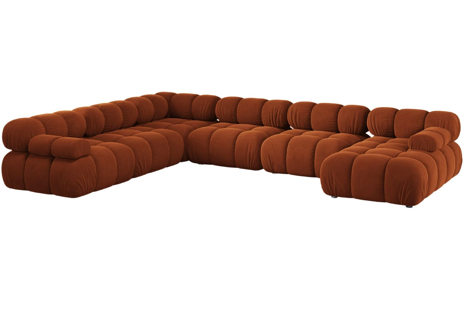 Micadoni Terakotově oranžová sametová rohová pohovka Bellis 376 cm