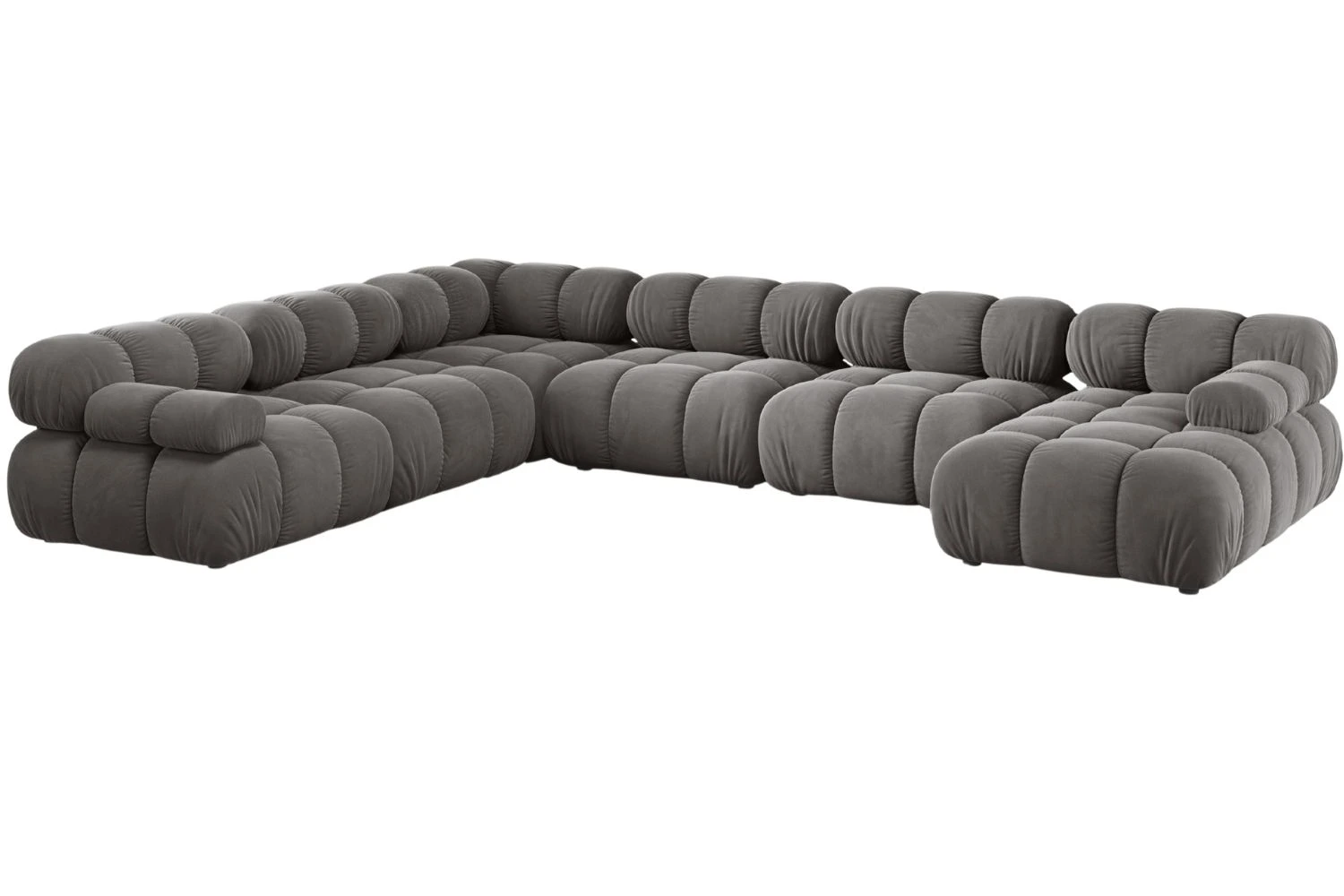 Micadoni Šedá sametová rohová pohovka Bellis 376 cm