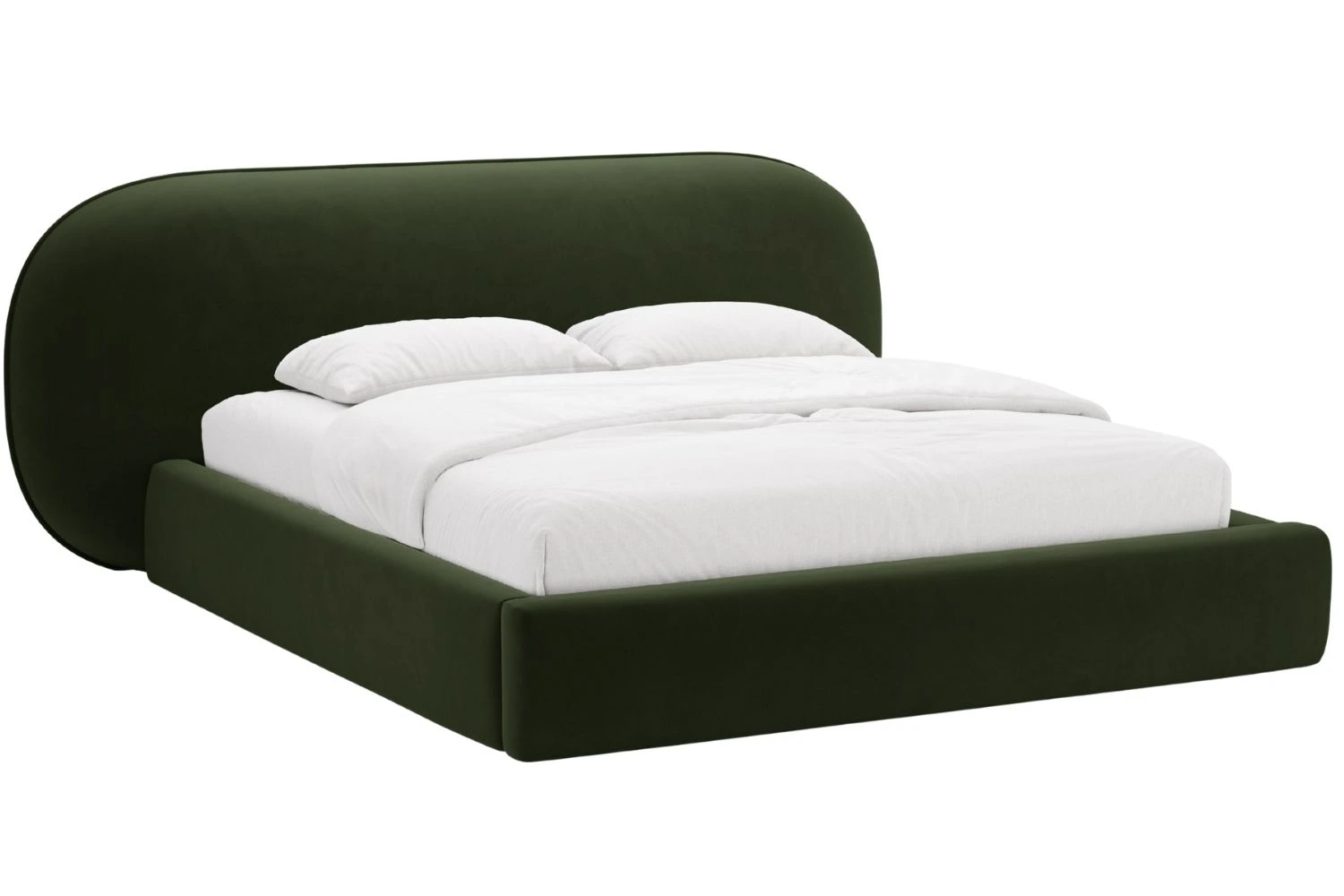 Micadoni Tmavě zelená sametová dvoulůžková postel Ovalo 180 x 200 cm s úložným prostorem