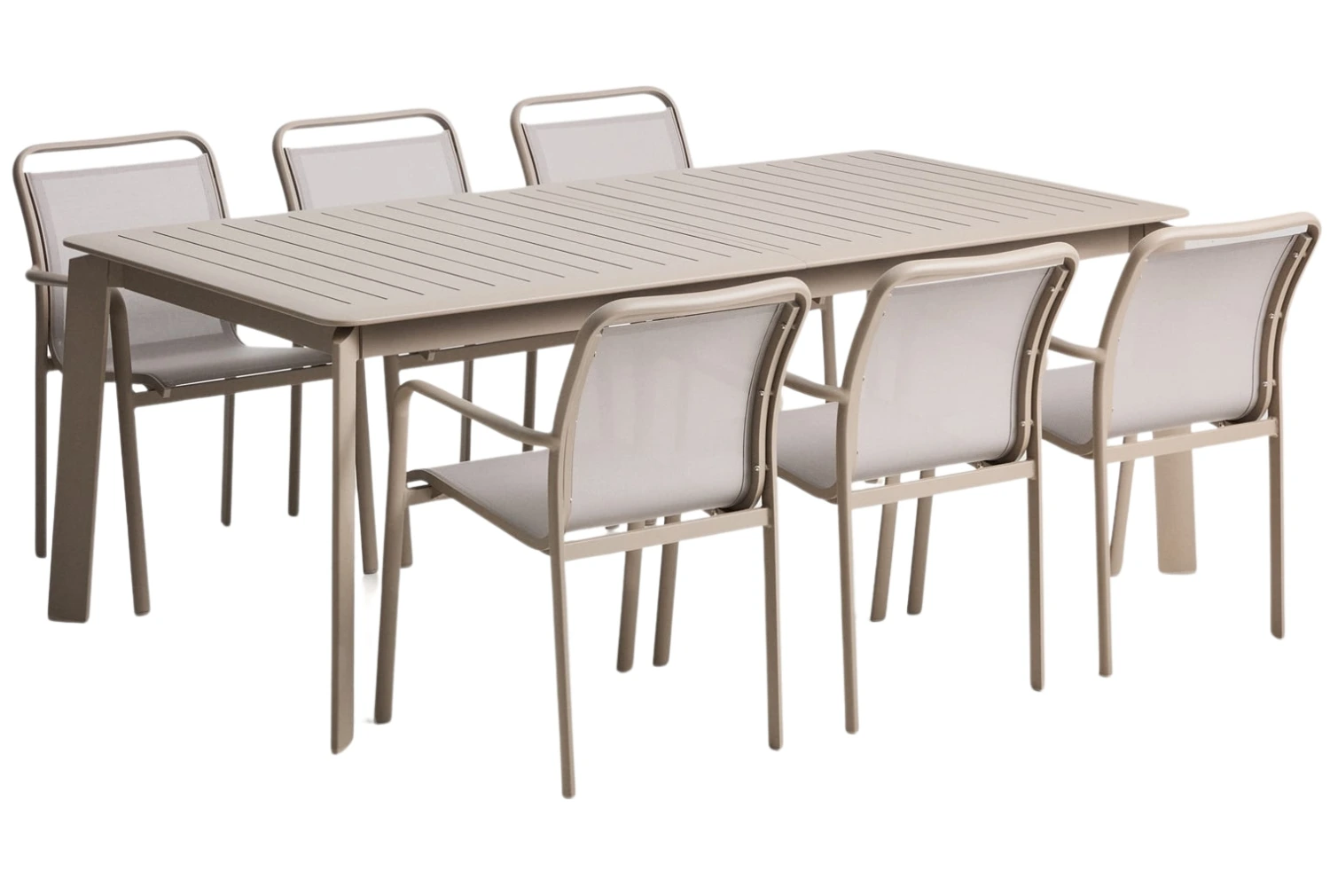 Kave Home Béžový zahradní set stolu Brela a šesti židlí Luri