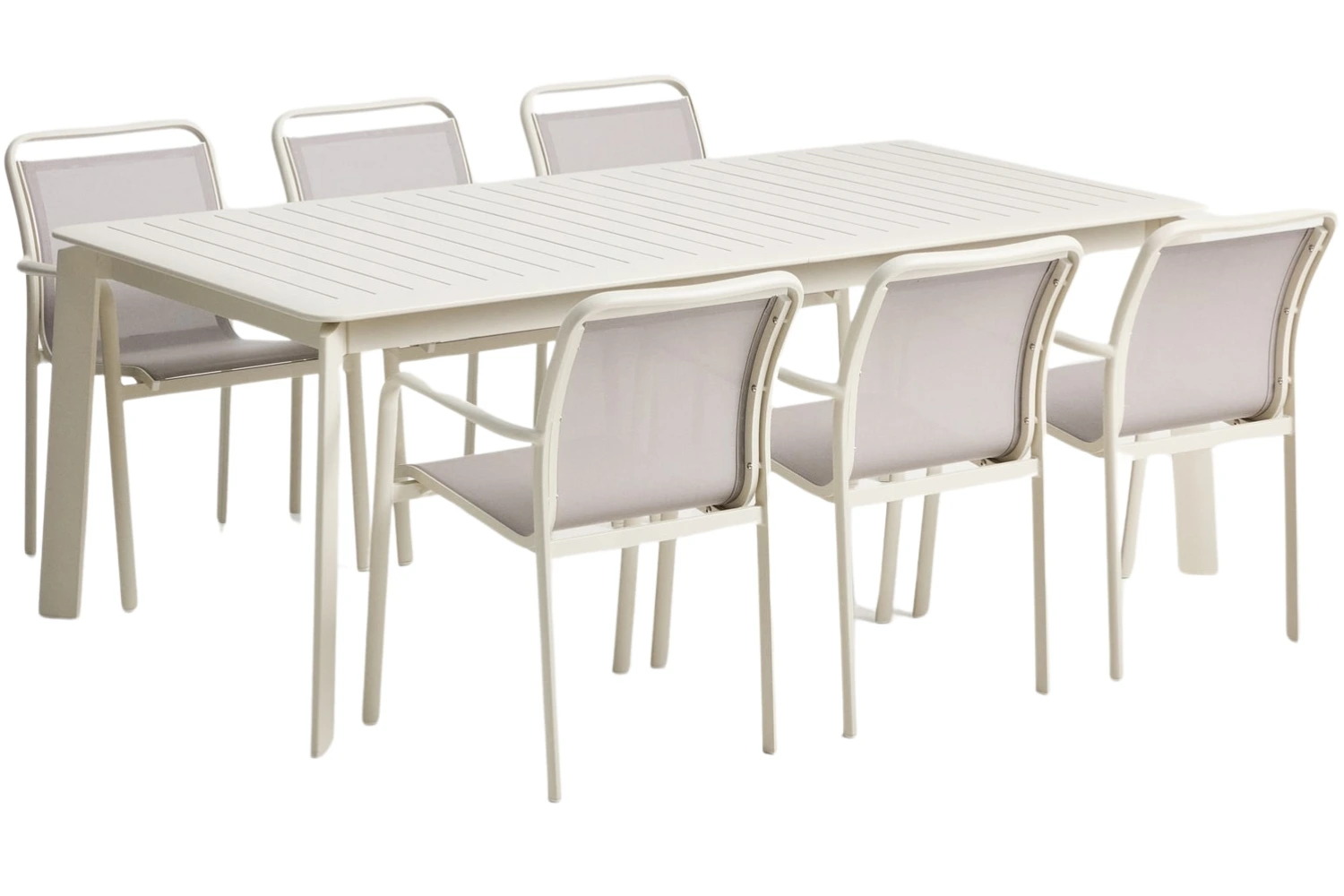 Kave Home Krémový zahradní set stolu Brela a šesti židlí Luri