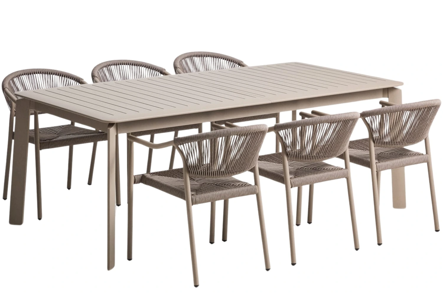Kave Home Béžový zahradní set stolu Brela a šesti židlí Livadia