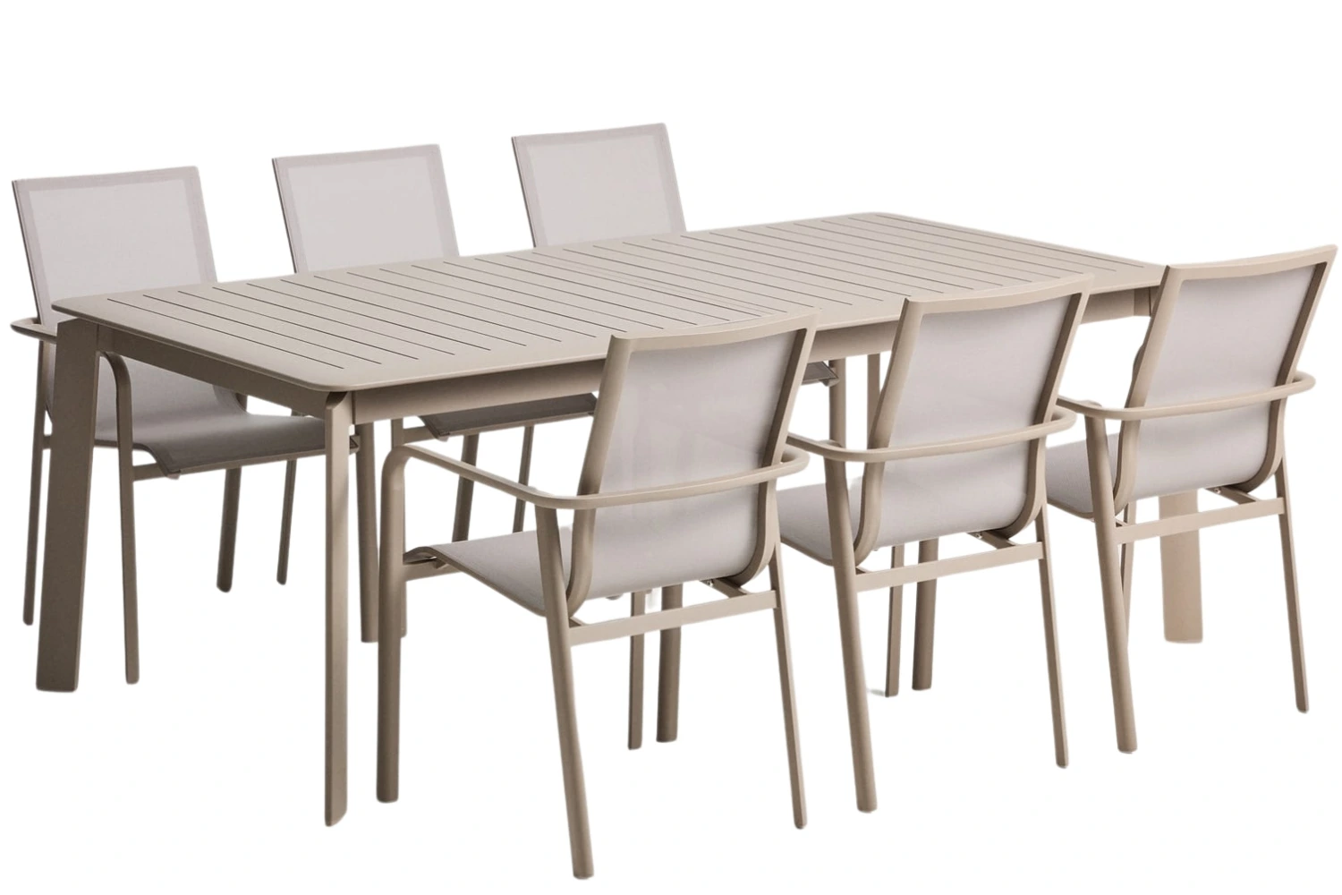 Kave Home Béžový zahradní set stolu Brela a šesti židlí Canea