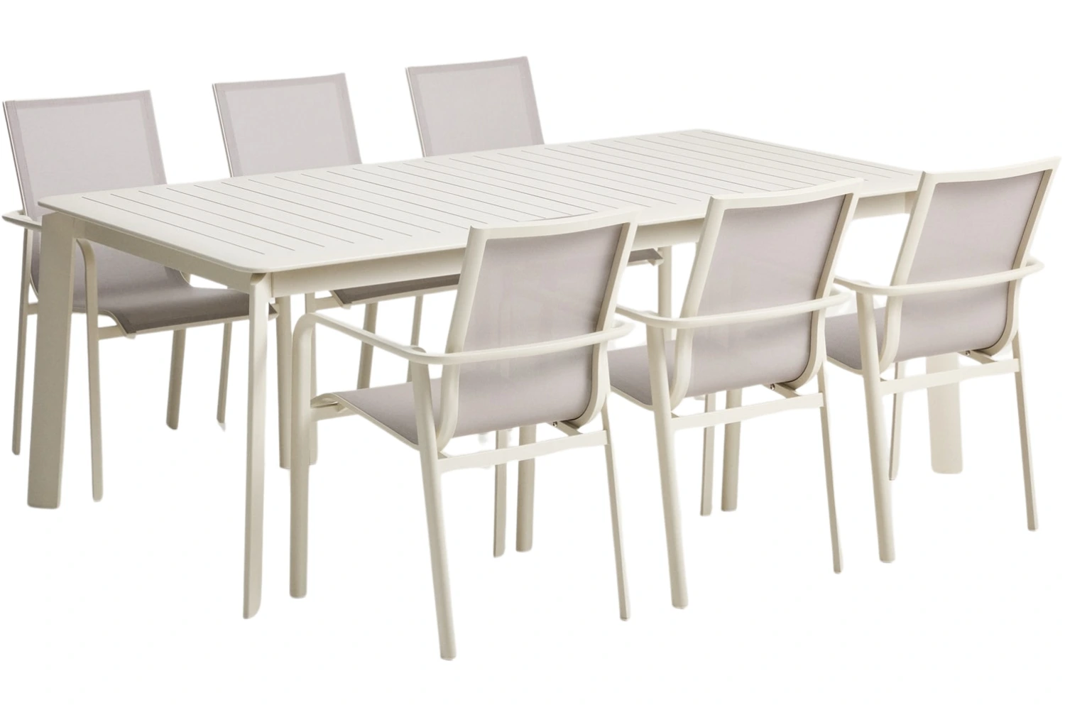 Kave Home Krémový zahradní set stolu Brela a šesti židlí Canea