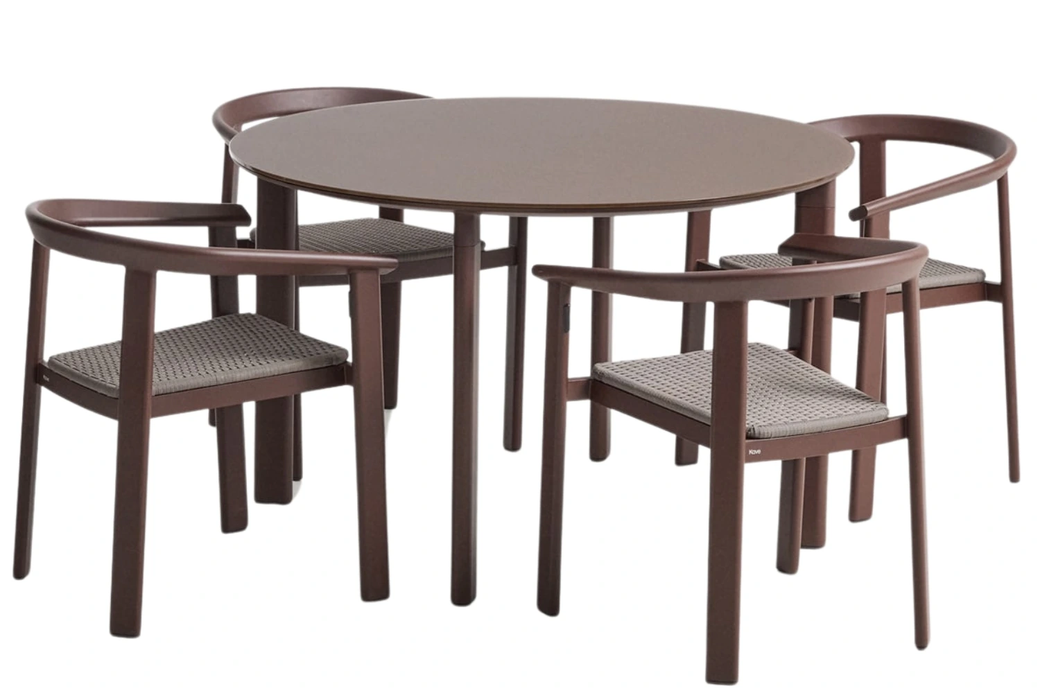 Kave Home Hnědý zahradní set kulatého stolu a šesti židlí Erice