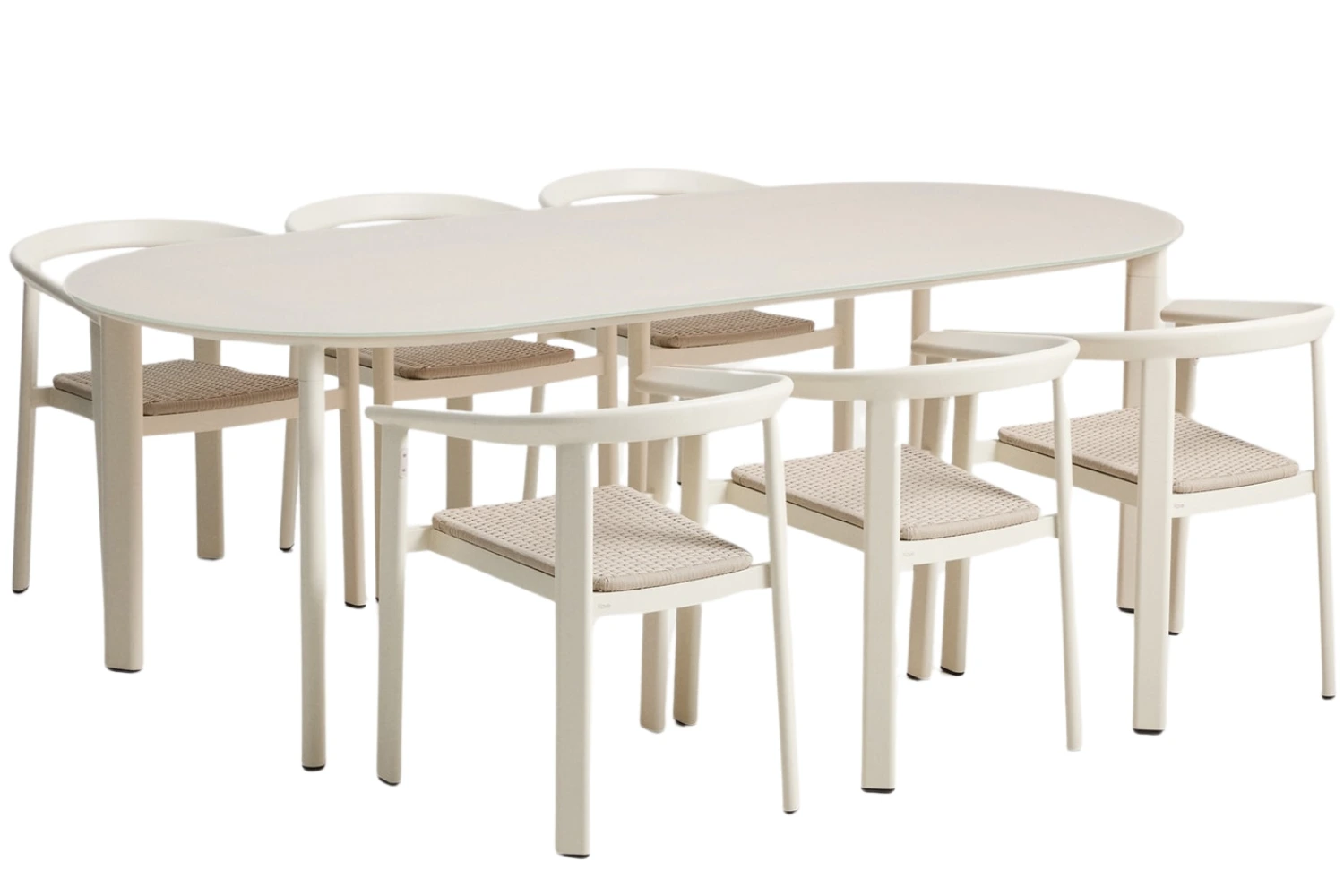 Kave Home Krémový zahradní set oválného stolu a šesti židlí Erice