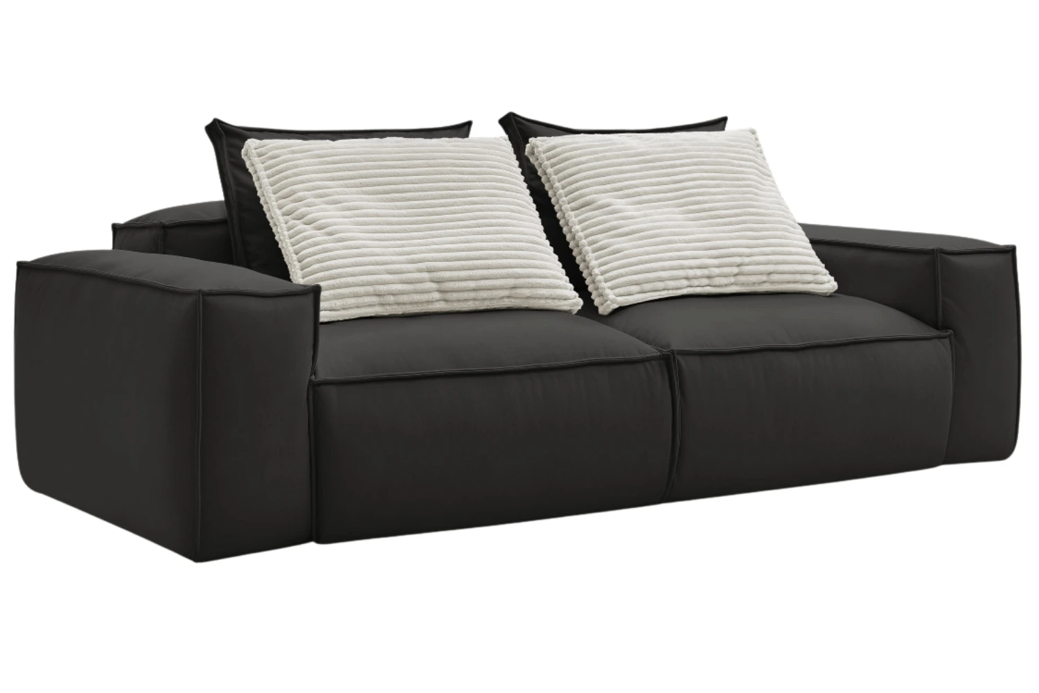 Bobochic Paris Černá koženková trojmístná pohovka Boheme 260 cm