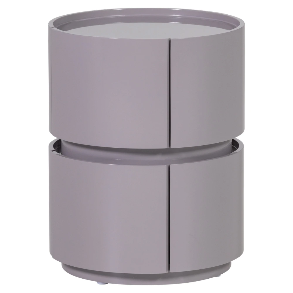 WOOOD Šedý lakovaný noční stolek Lunex ø 40 cm