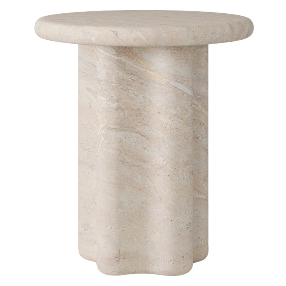 Somcasa Odkládací stolek Emeric ø 50 cm s dekorem travertinu