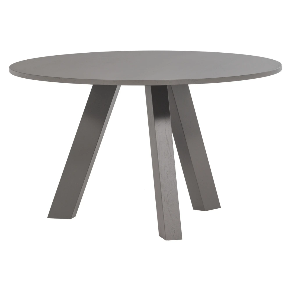 WOOOD Šedý dubový kulatý jídelní stůl Rhonda ø 129 cm
