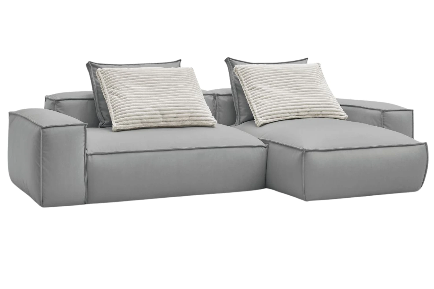 Bobochic Paris Světle šedá koženková rohová pohovka Boheme 302 cm