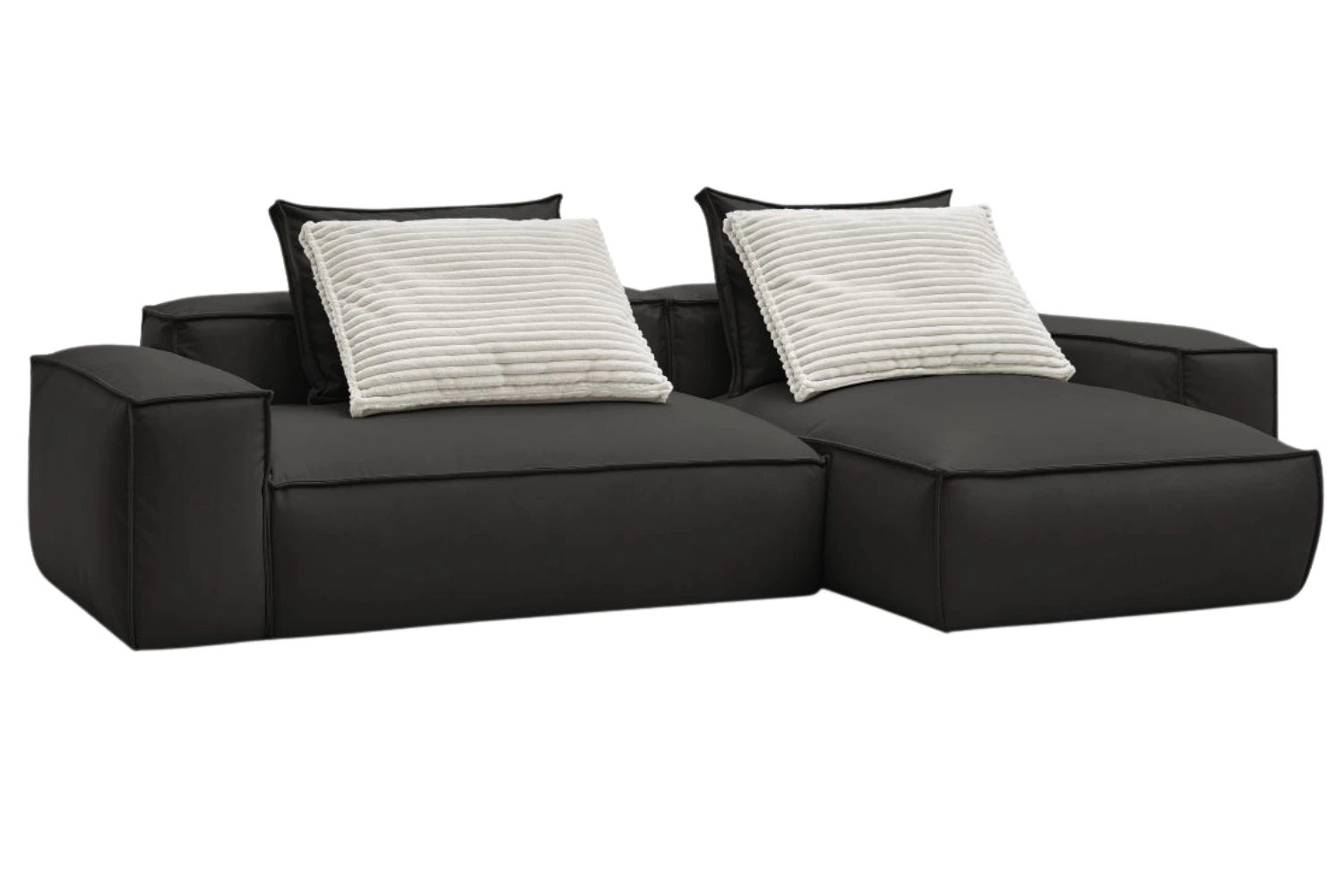 Bobochic Paris Černá koženková rohová pohovka Boheme 302 cm