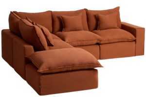 Kave Home Terakotová rohová pohovka  Anarela 307 cm s odnímatelným potahem