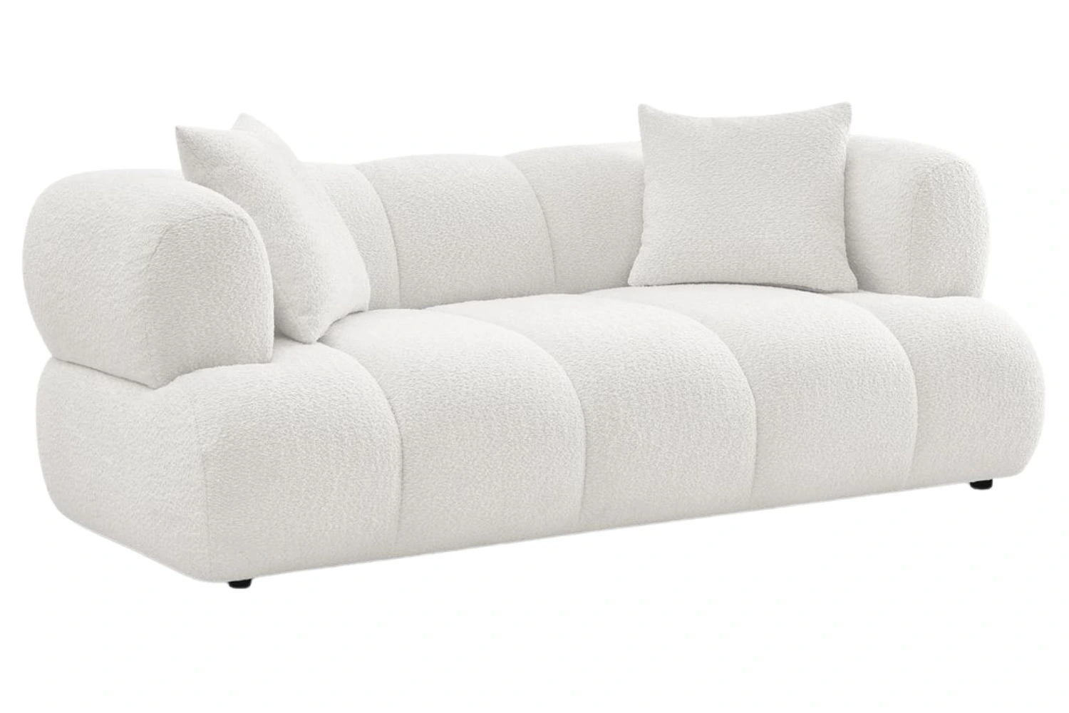 Bobochic Paris Bílá bouclé dvoumístná pohovka Pamira 210 cm