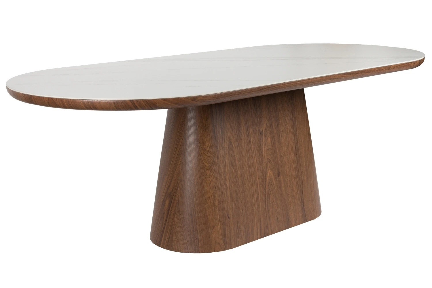 White Label Ořechový jídelní stůl ALMIRA 180 x 90 cm s mramorovým dekorem