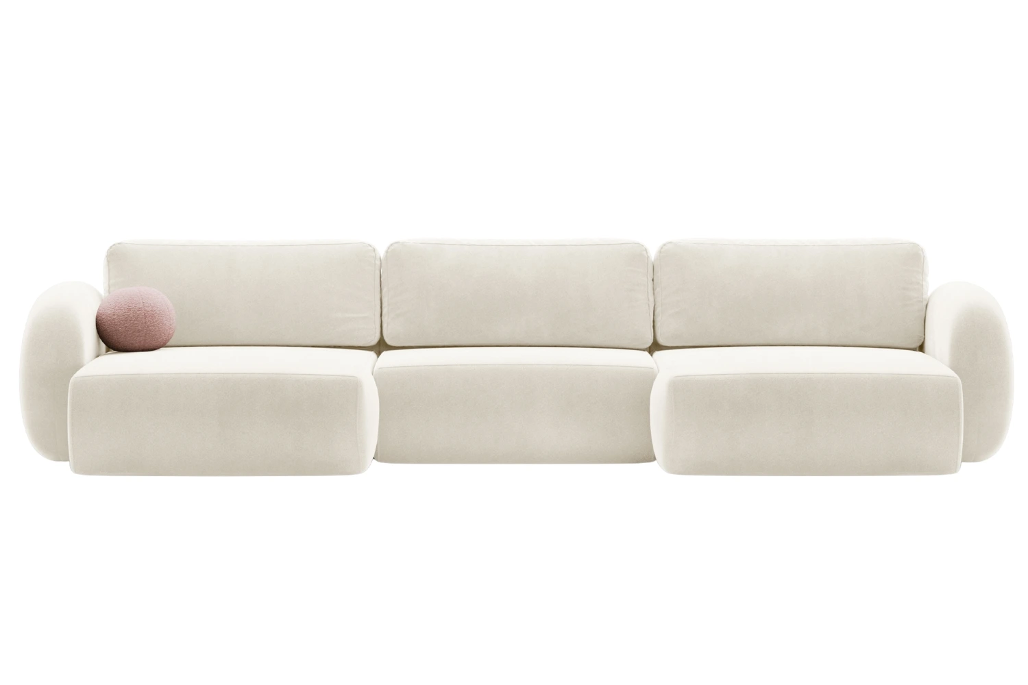 Maison Heritage Krémově bílá sametová rozkládací pohovka Kora 362 cm