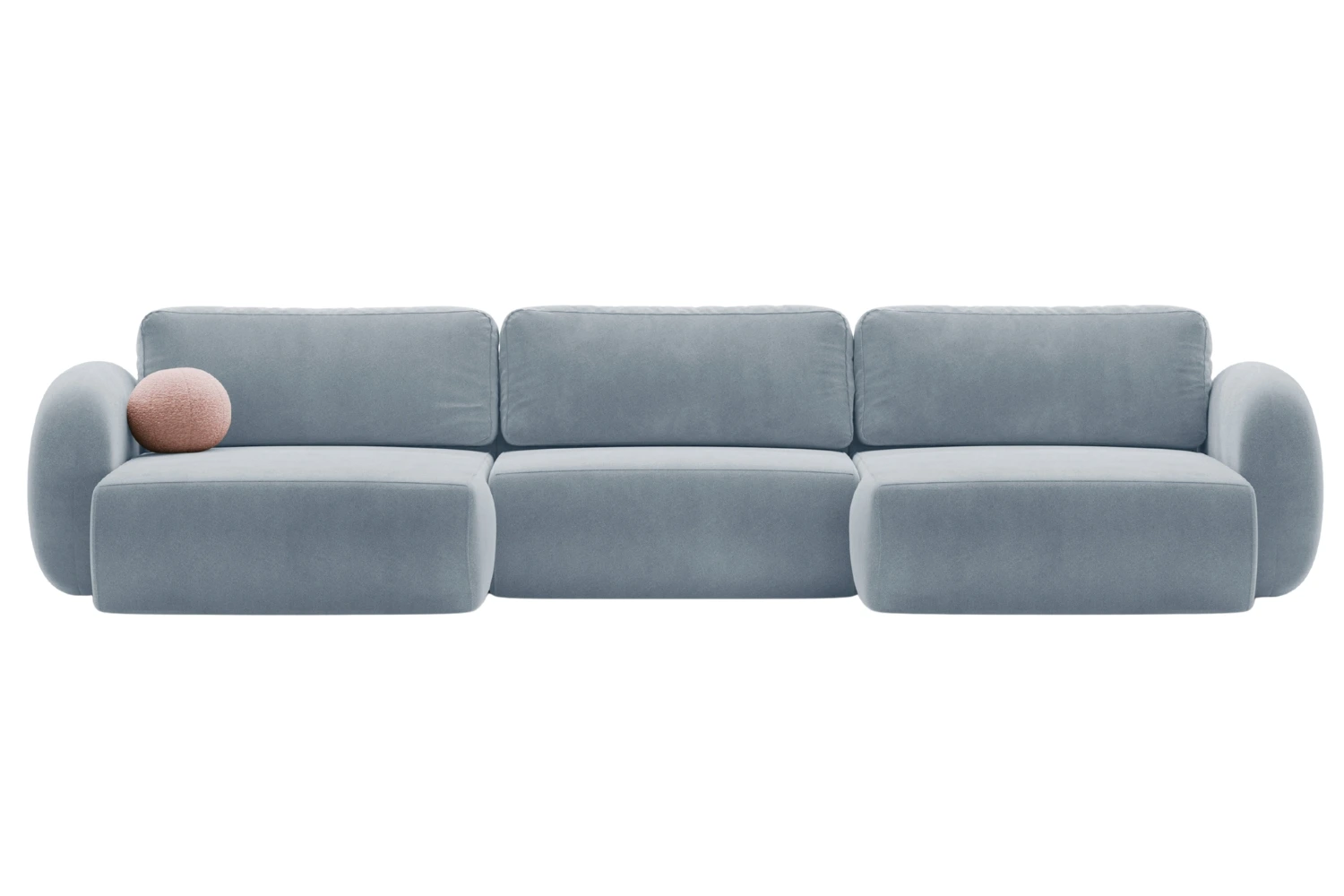 Maison Heritage Modrošedá sametová rozkládací pohovka Kora 362 cm