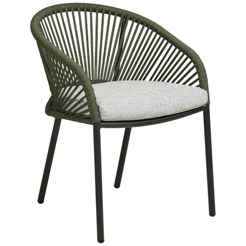 Nordic Living Zelená zahradní židle Vellano s výpletem