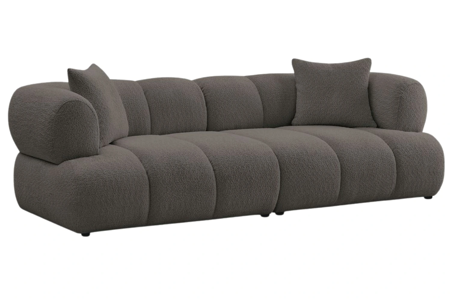 Bobochic Paris Hnědá bouclé trojmístná pohovka Pamira 253 cm