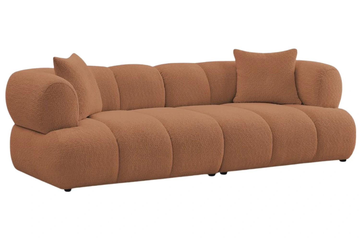 Bobochic Paris Terakotově oranžová bouclé trojmístná pohovka Pamira 253 cm