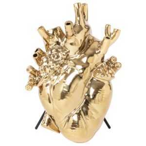 Seletti Zlatá porcelánová váza Love in Bloom 25 cm