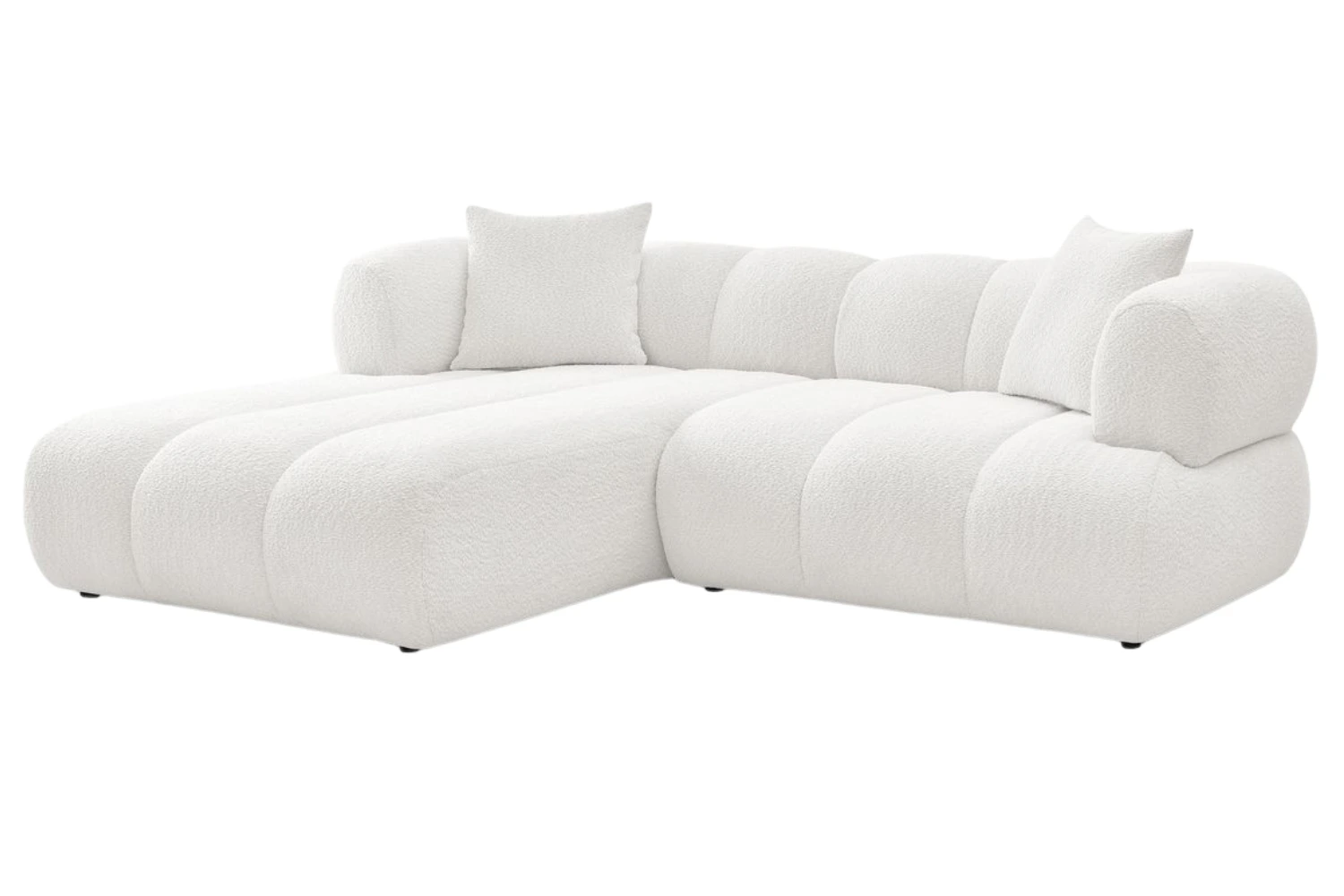 Bobochic Paris Bílá bouclé rohová pohovka Pamira 253 cm